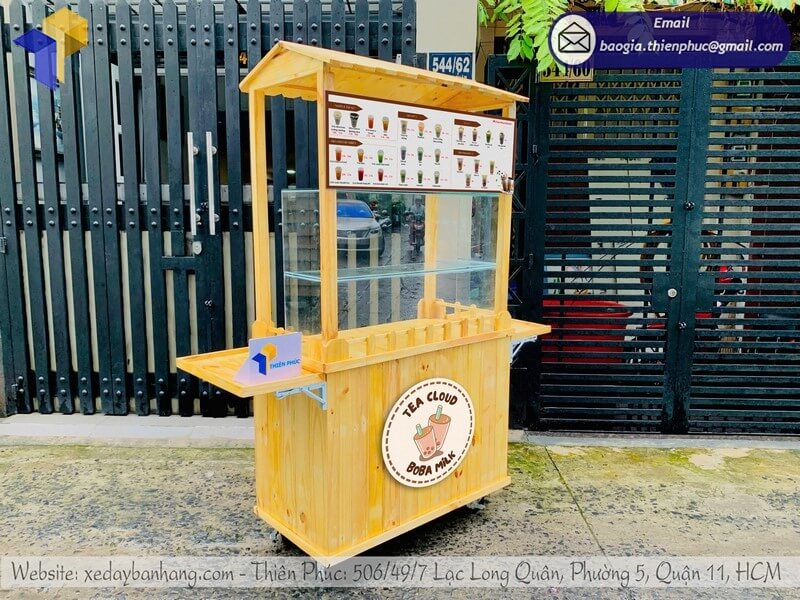 Nơi làm mẫu xe đẩy gỗ bán trà sữa di động chính hãng sự kiện mini