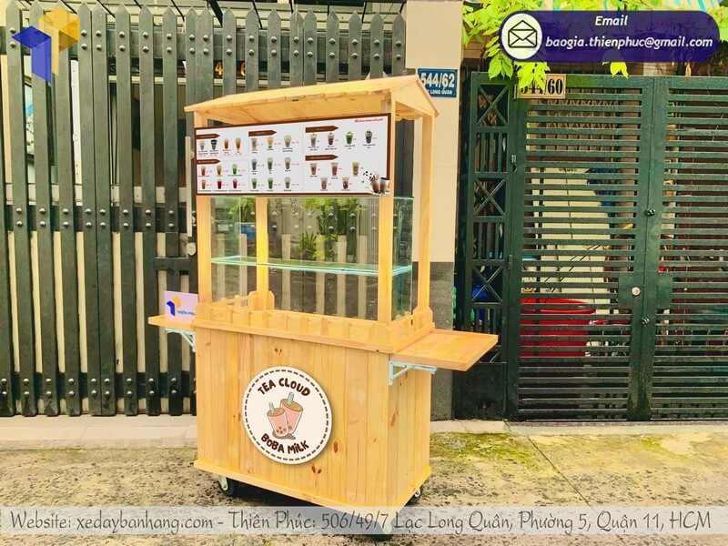 Nơi làm mẫu xe đẩy gỗ bán trà sữa di động chính hãng gia công cho bán hàng vỉa hè