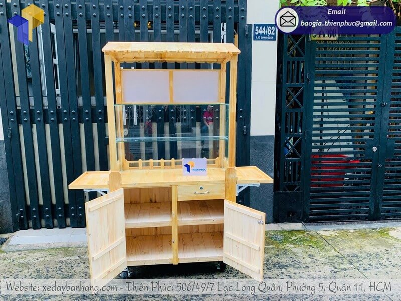 Nơi làm mẫu xe đẩy gỗ bán trà sữa di động chính hãng mở quán trên vỉa hè