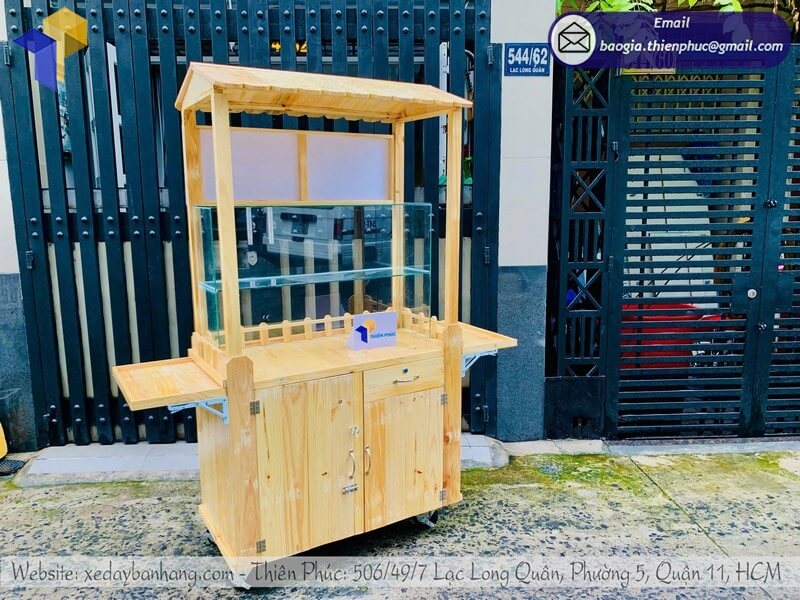 Nơi làm mẫu xe đẩy gỗ bán trà sữa di động chính hãng cho quán cafe take away