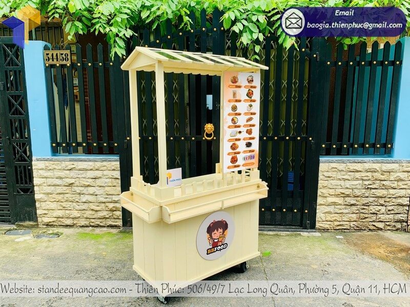 xưởng sản xuất xe gỗ bán bánh tráng trộn TPHCM