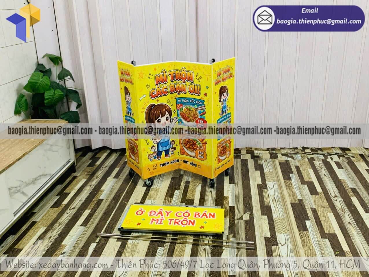 Báo giá xe bán mì trộn mini xếp gọn bán lề đường cho hộ kinh doanh và người bán nhỏ lẻ