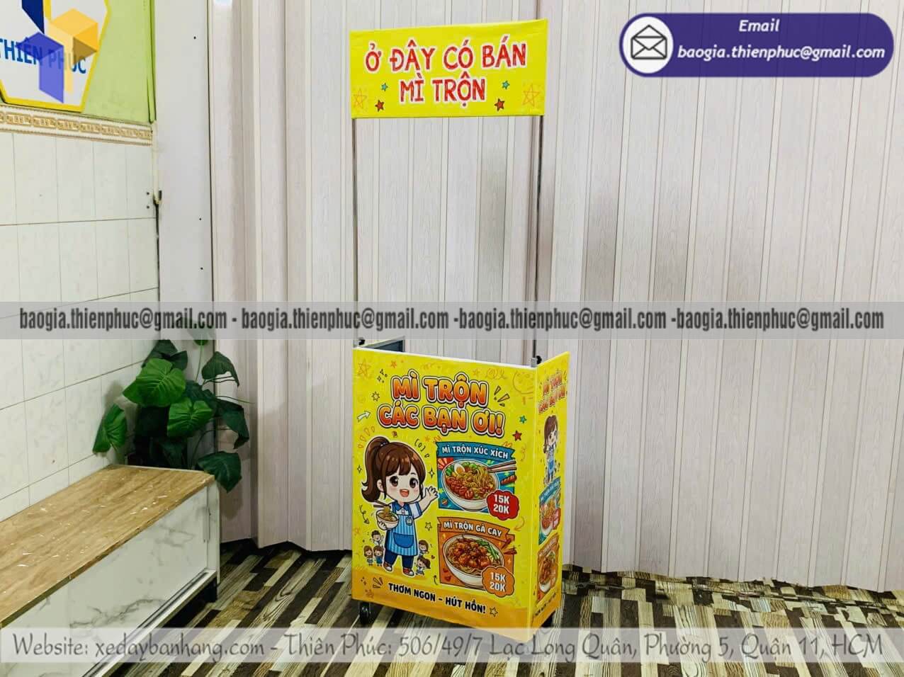 Báo giá xe bán mì trộn mini xếp gọn bán lề đường quán ăn vặt quán mì trộn nhỏ gọn