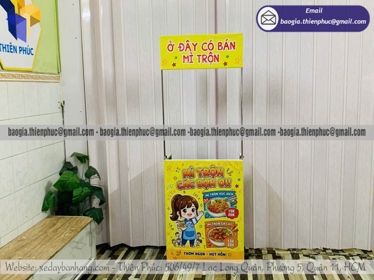 Báo giá xe bán mì trộn mini xếp gọn bán lề đường