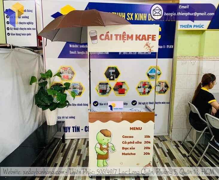 báo giá xe coffee có dù che giá rẻ tại TPHCM