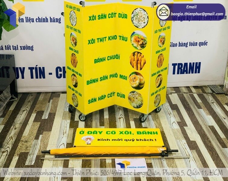 Đặt làm quầy bán xôi lưu động vỉa hè có dù che giá rẻ phù hợp đầu tư