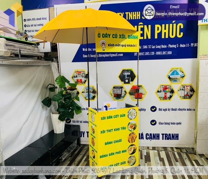 Đặt làm quầy bán xôi lưu động vỉa hè có dù che hóa đơn VAT, hàng lẻ và sỉ