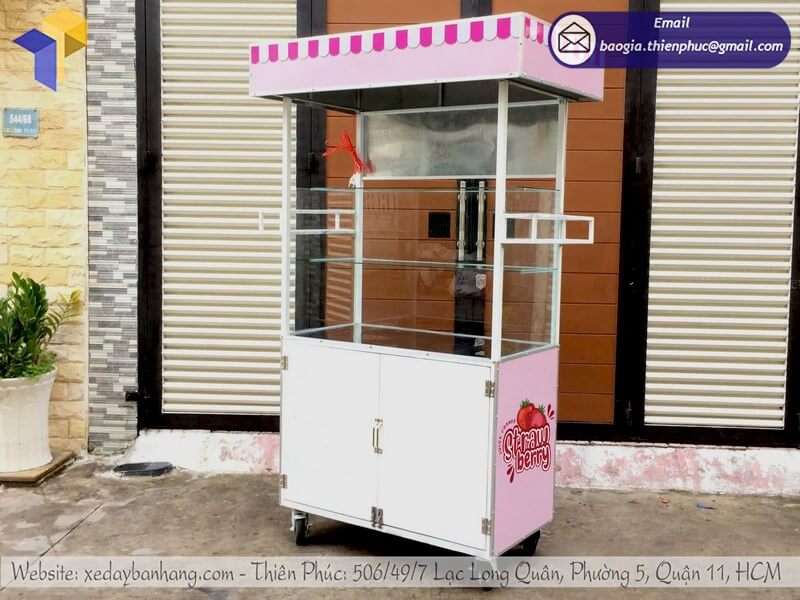 Gia công quầy gỗ bán nước ép trái cây di động vỉa hè rẻ di chuyển ngoài trời đơn giản