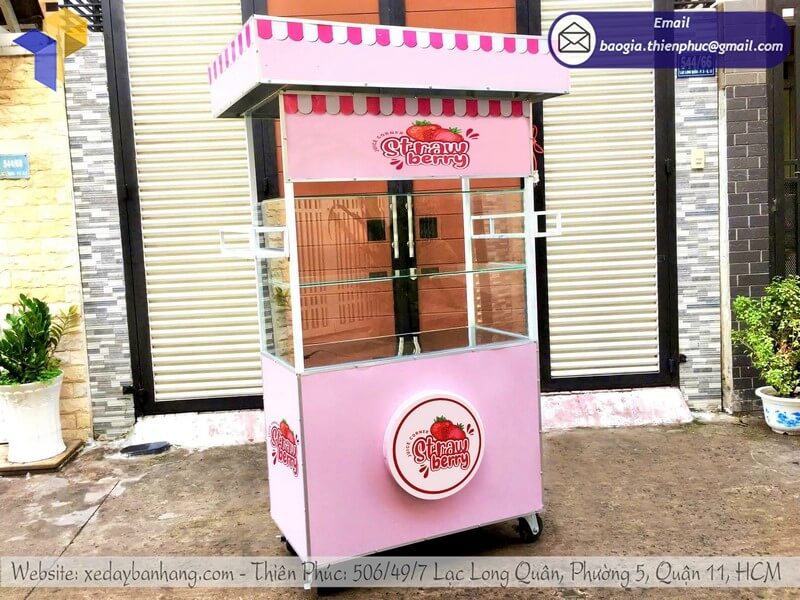 Gia công quầy gỗ bán nước ép trái cây di động vỉa hè rẻ chi phí ngoài trời