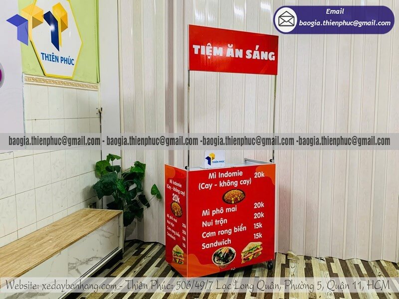 Giá quầy bán đồ ăn sáng hàng rong xếp gọn rẻ bán sáng thu tiền chiều xoay vốn nhanh