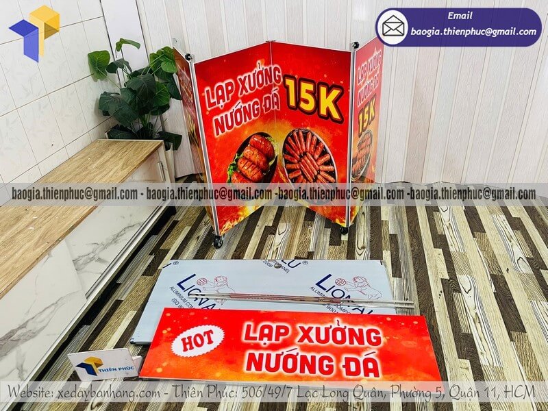 Giá quầy bán lạp xưởng nướng mang đi xếp gọn rẻ đẹp hiện đại di động bán lẻ tự do