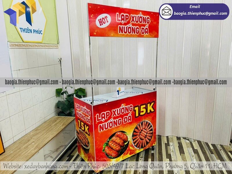 Giá quầy bán lạp xưởng nướng mang đi xếp gọn rẻ setup dễ di chuyển
