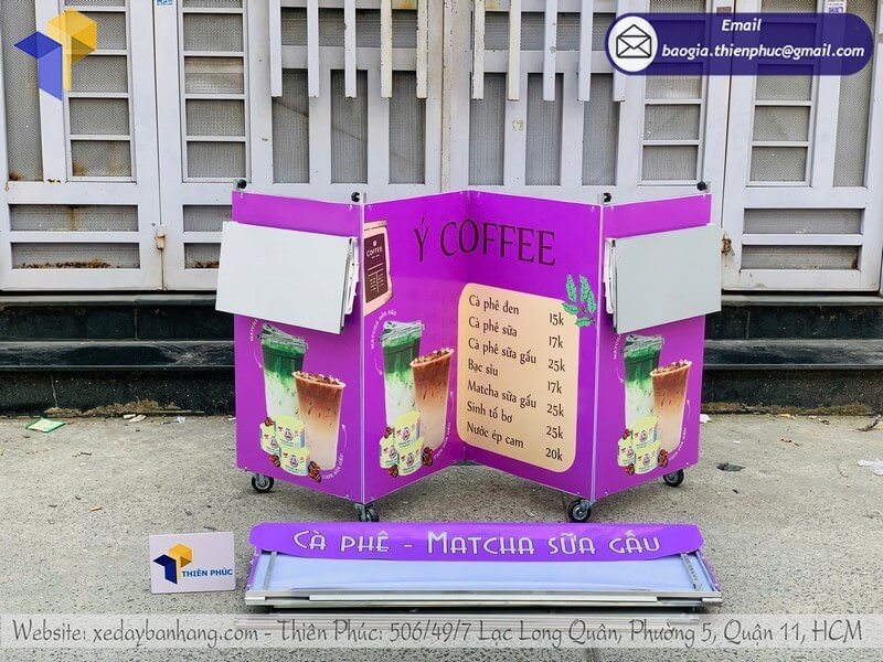 Làm mẫu kệ cafe dạo xếp gọn ngoài trời đẹp gia công mẫu bán ở công viên