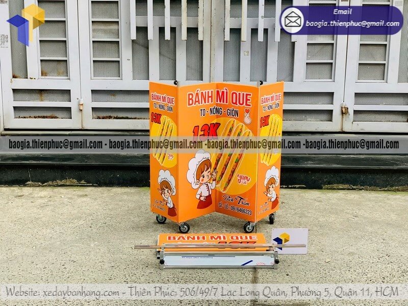 Mẫu tủ bán bánh mì bán dạo lắp ráp lưu động trên vỉa hè hỗ trợ VAT giao hàng tận nơi