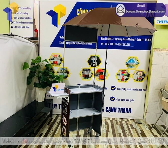 mẫu xe bán coffee kèm ô dù che giá rẻ tại xưởng quận 11