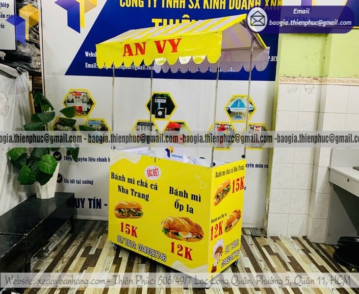 Nơi bán xe bánh mì bán rong gấp gọn lưu động có mái che giá từ 700k cho học sinh sinh viên