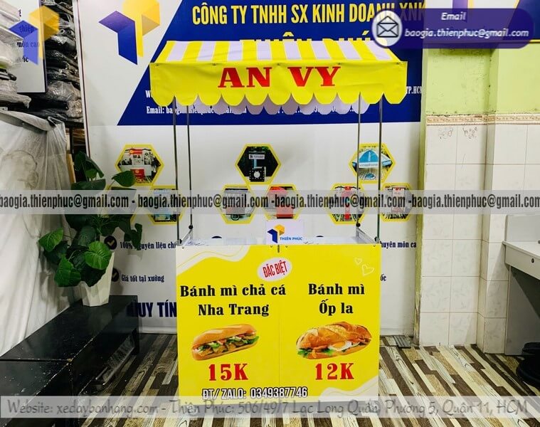 Nơi bán xe bánh mì bán rong gấp gọn lưu động có mái che
