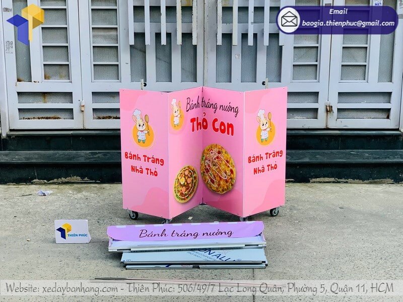 Xe bán bánh tráng lề đường giao ngay với ngăn chứa đa năng