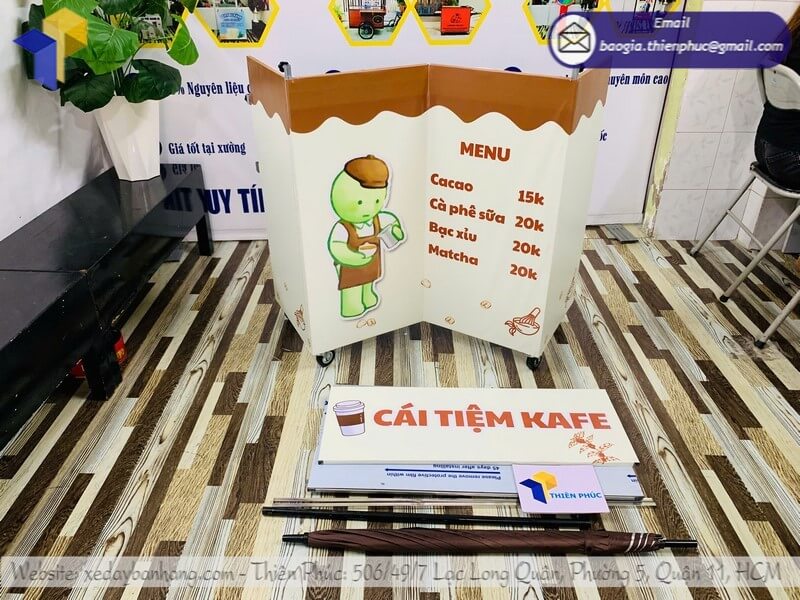 mua xe bán coffee có dù giá rẻ ngoài trời