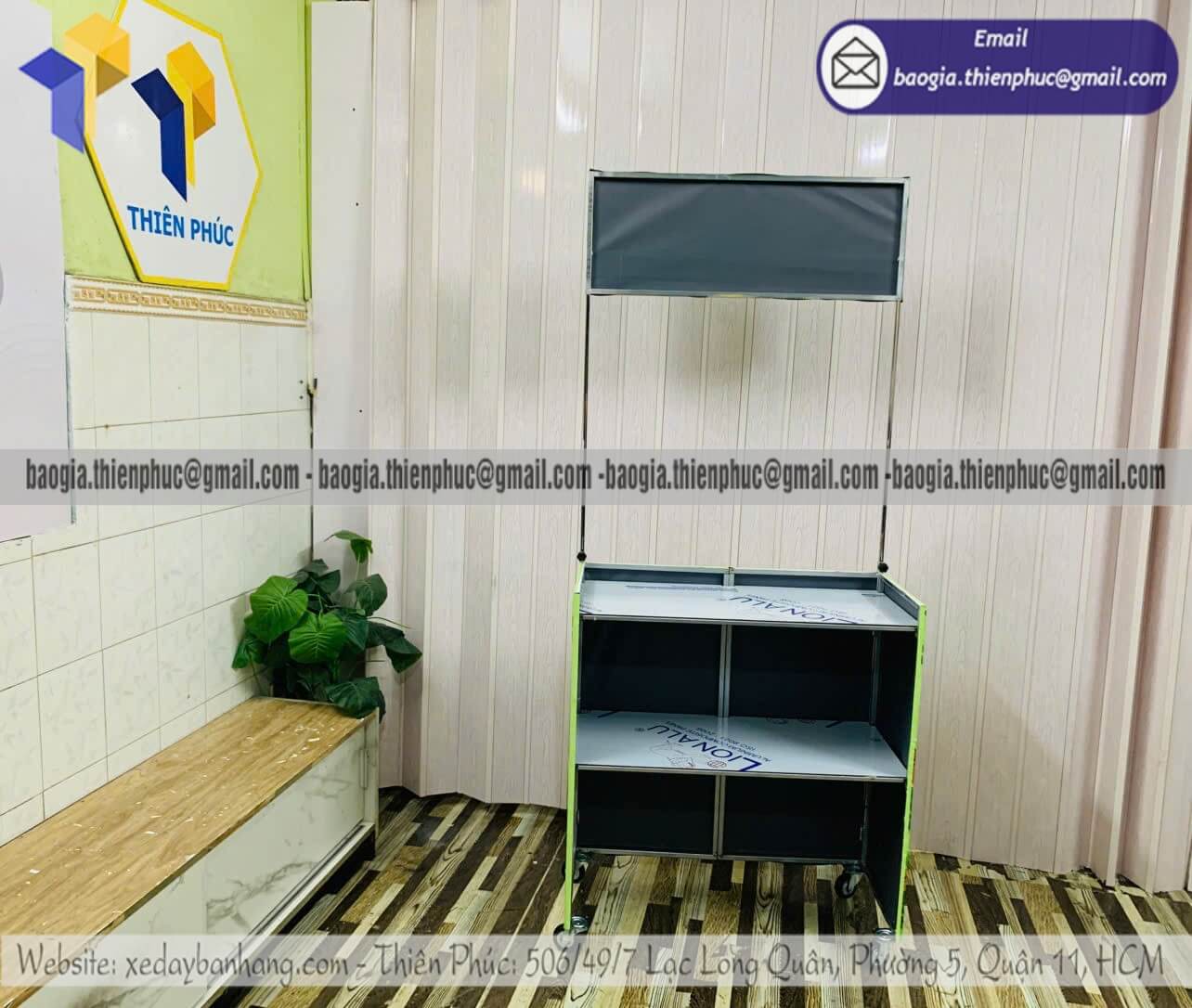 Xe bạt xếp gọn bán bánh lắp ráp đẩy bán rong lưu động tphcm đẹp xịn gọn