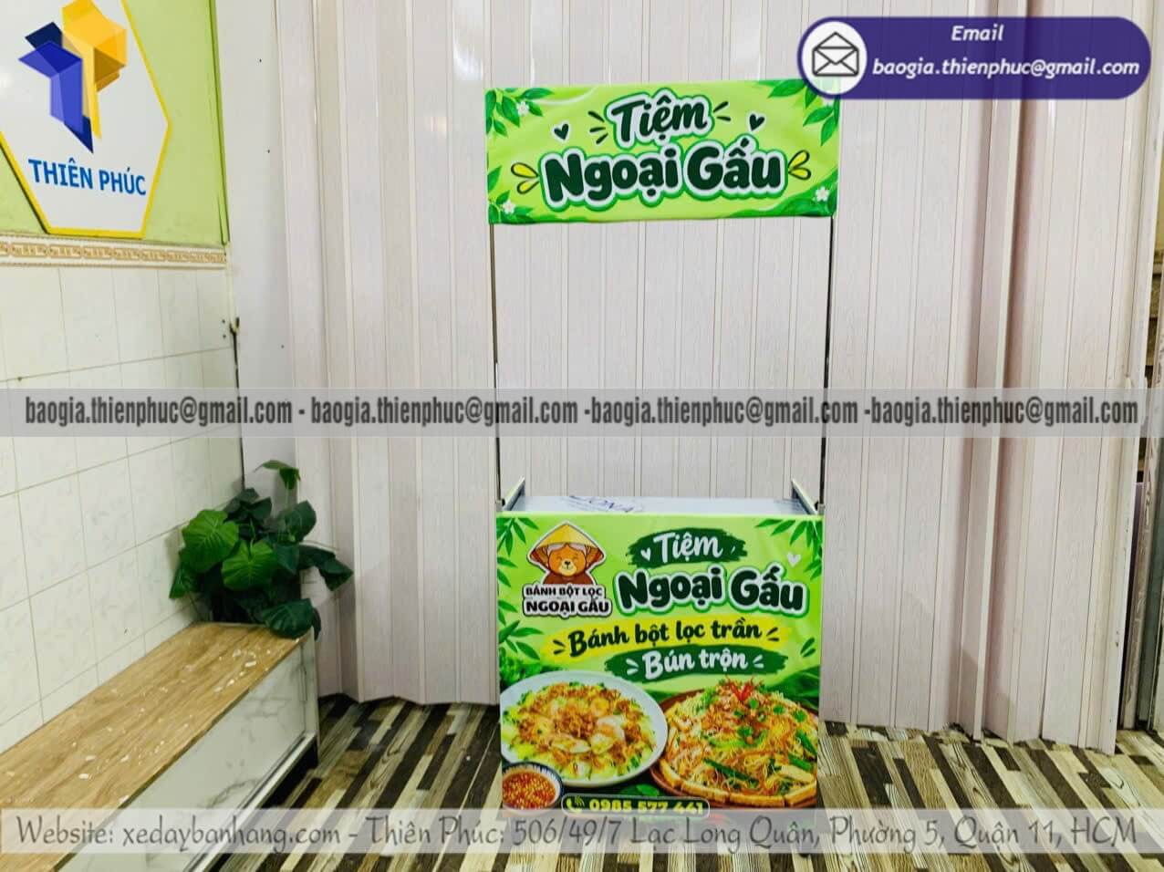 Xe bạt xếp gọn bán bánh lắp ráp đẩy bán rong