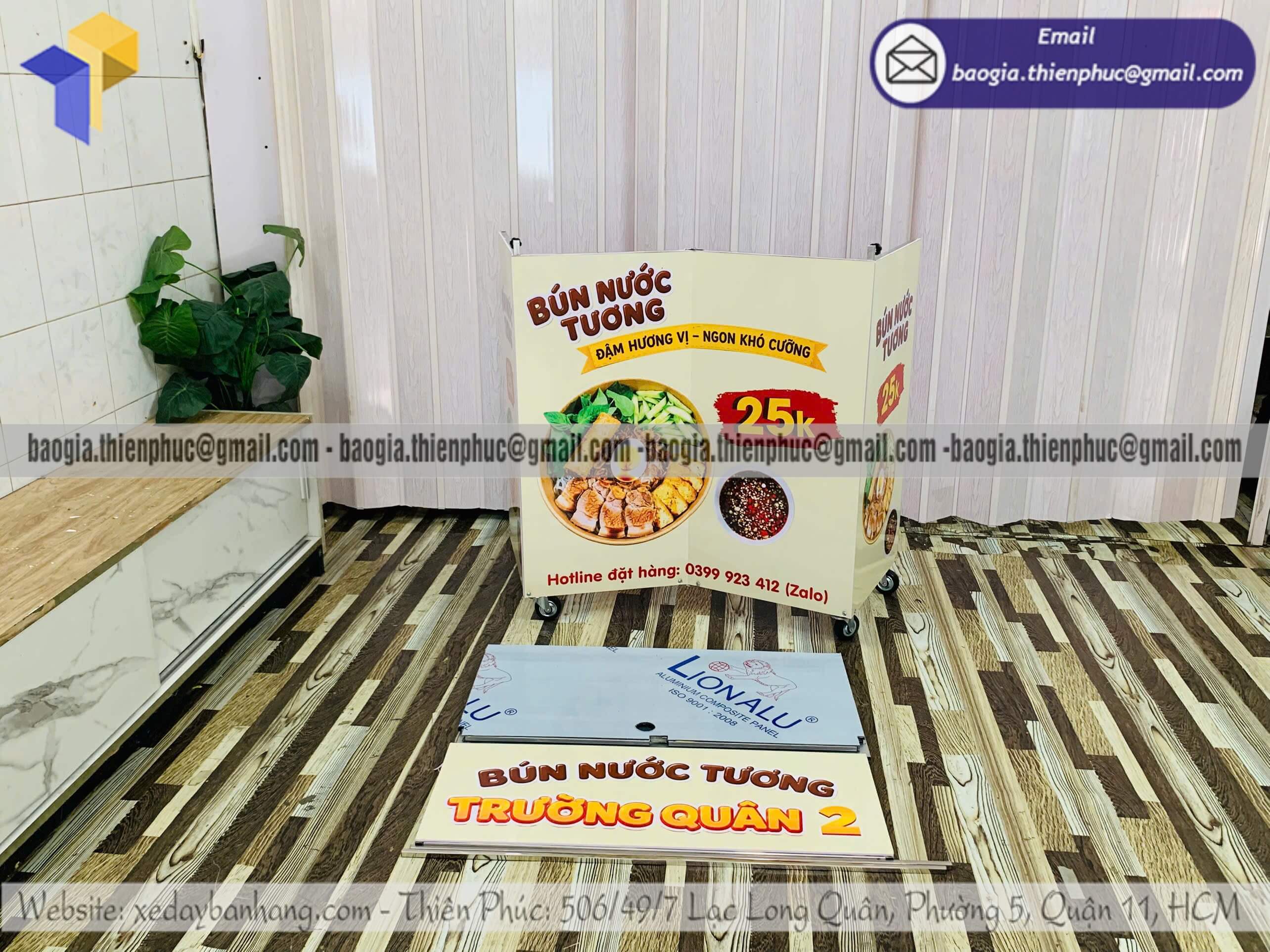 Xe bún nước tương bán ngoài trời lắp ghép xếp gọn thiết kế độc quyền chợ phiên cuối tuần
