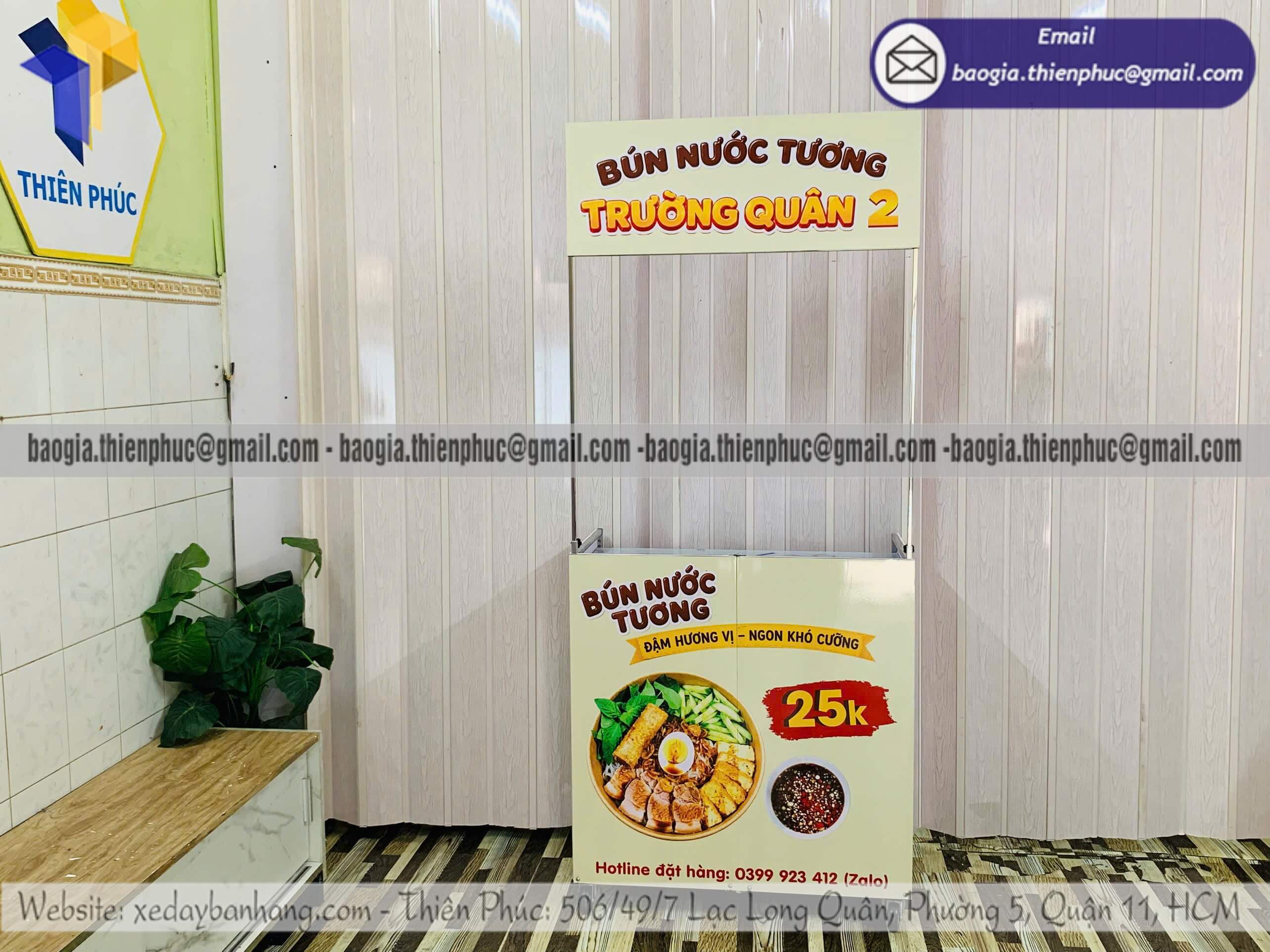 Xe bún nước tương bán ngoài trời lắp ghép xếp gọn