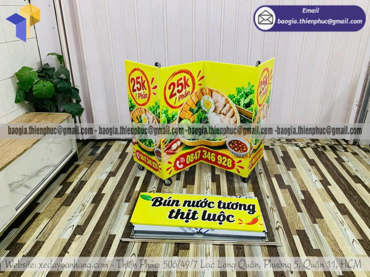 Xe lắp ráp bán bún nước tương  xếp gọn bán trước nhà 700k đến hơn 3 triệu tùy kích thước mẫu xe