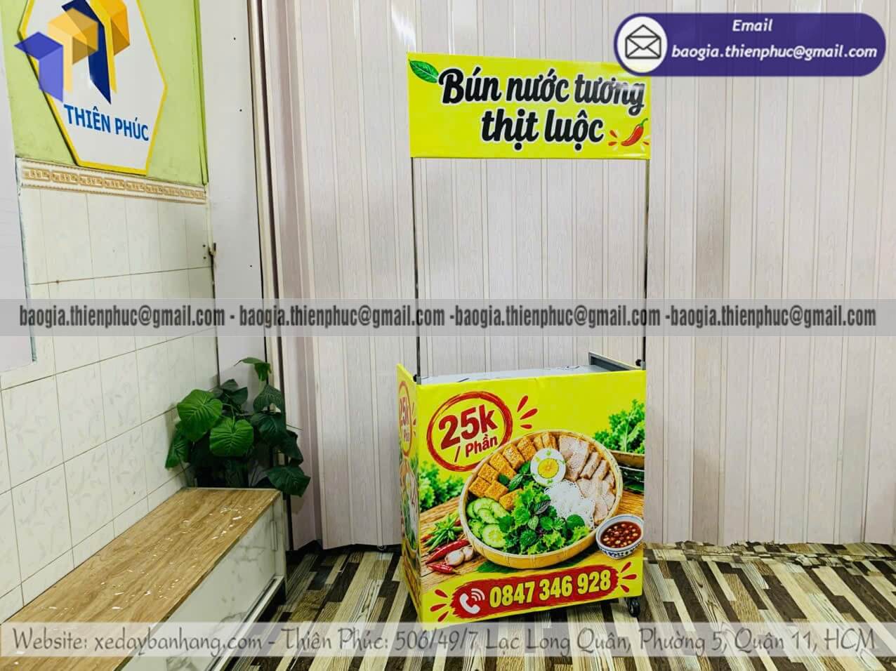 Xe lắp ráp bán bún nước tương  xếp gọn bán trước nhà Thiên Phúc báo giá nhanh giá tốt
