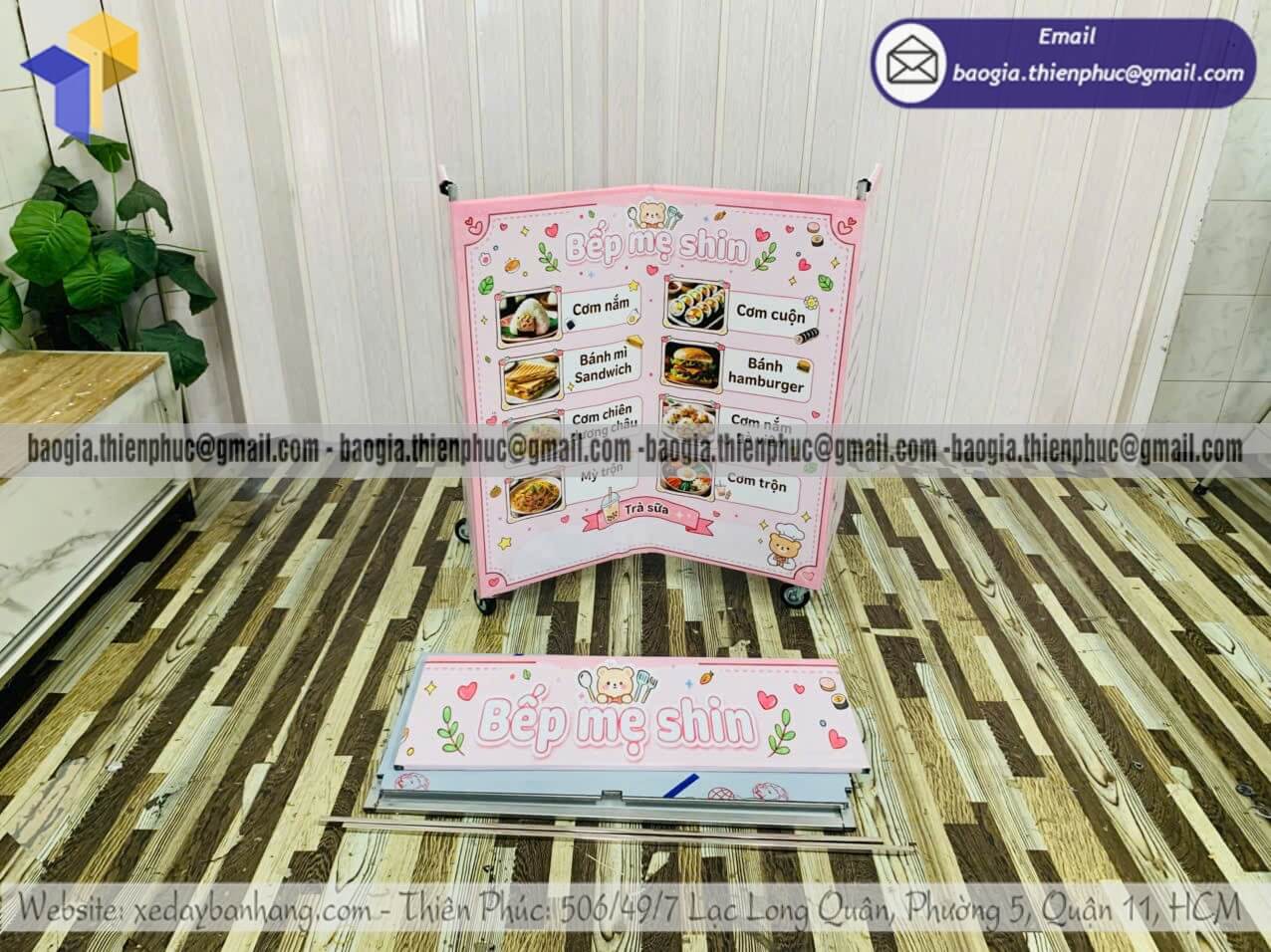 Xưởng đóng xe bạt bán cơm nắm xếp gọn đẩy bán rong gia công nhiều mẫu riêng