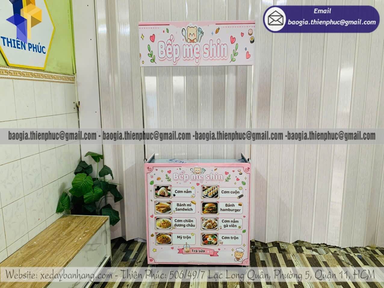 Xưởng đóng xe bạt bán cơm nắm xếp gọn đẩy bán rong