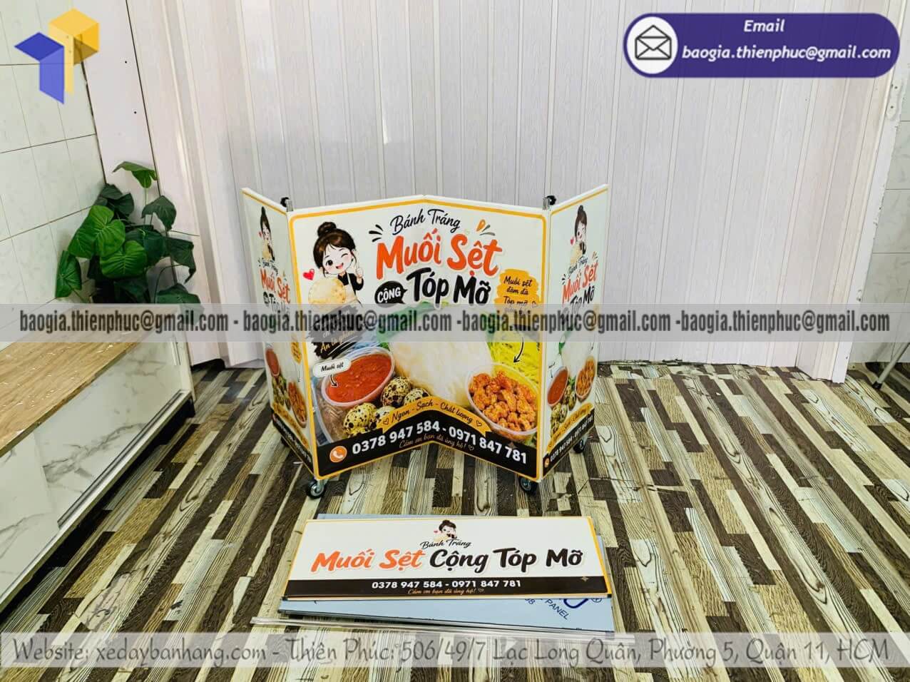 Xưởng đóng xe bạt trưng bày bán đồ ăn xếp gọn giá tốt hỗ trợ in decal thương hiệu